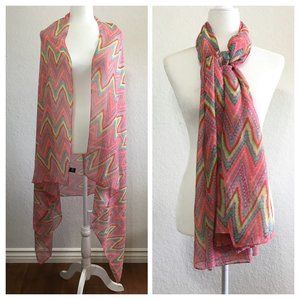 2 CHIC Lightweight Boho Geometric Print Scarf Wrap Retro Multicolor